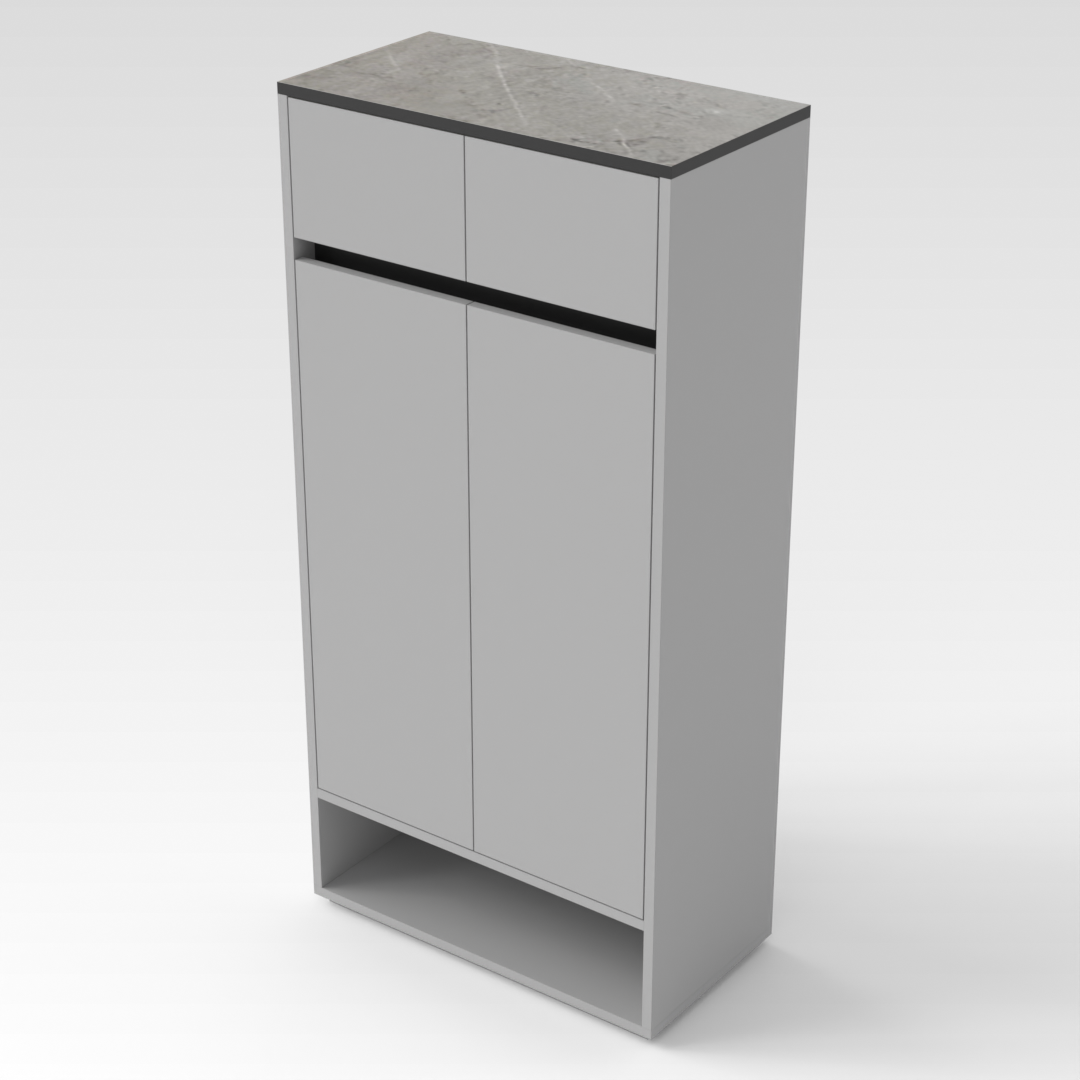 Light Gray & Black Shoe Cabinet
