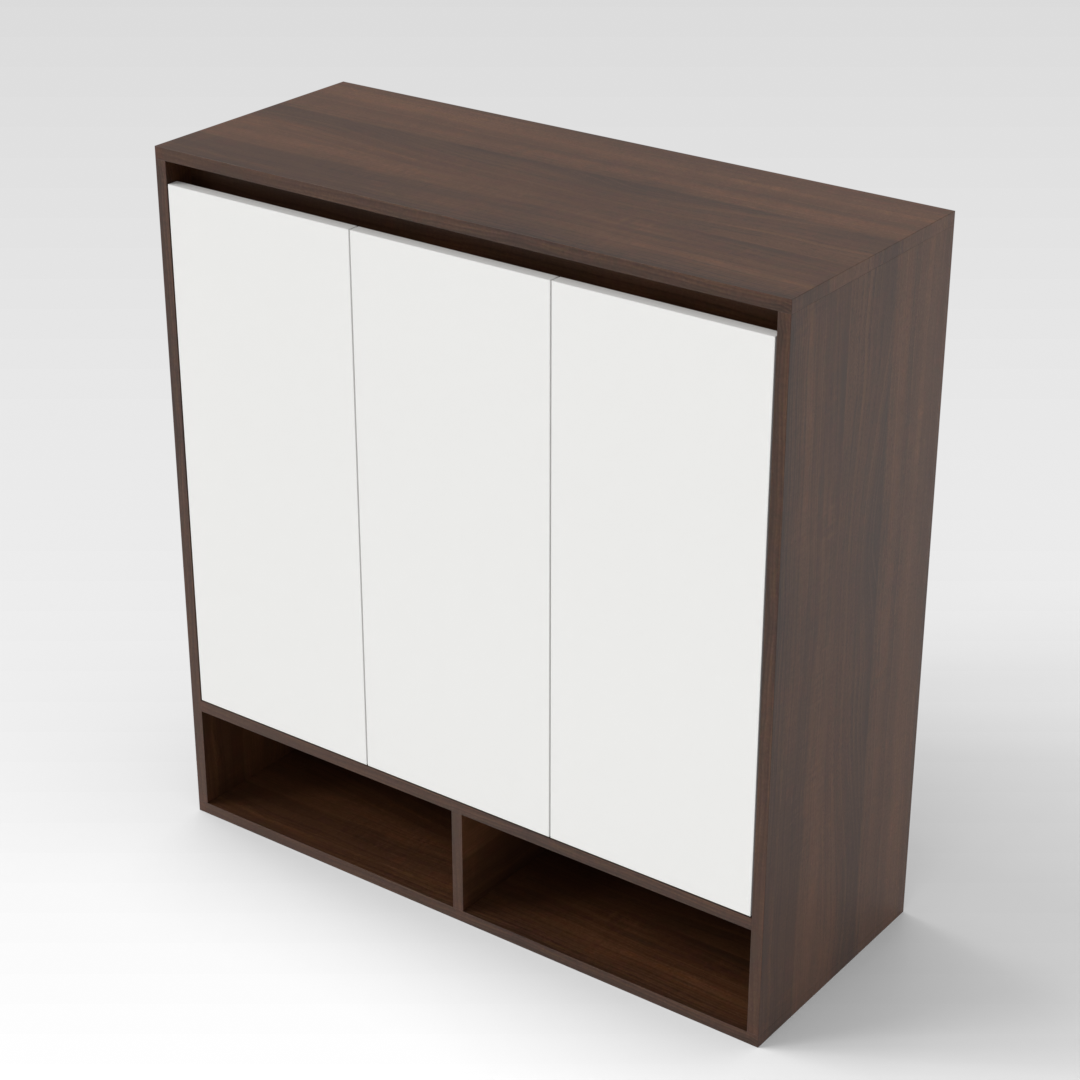 Prairie Oak & Warm White Shoe Cabinet