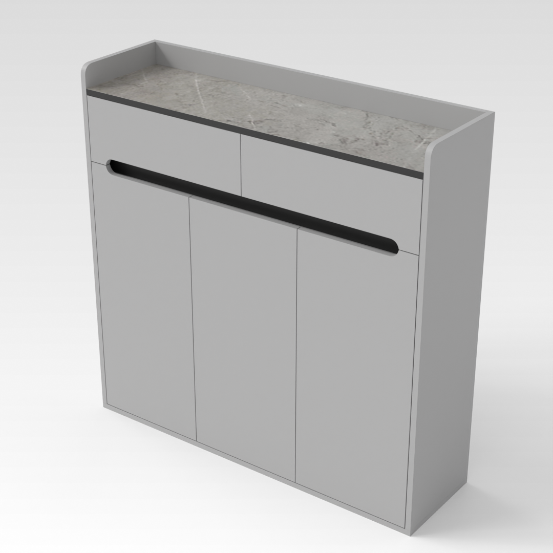 Light Gray & Brown Stone Shoe Cabinet