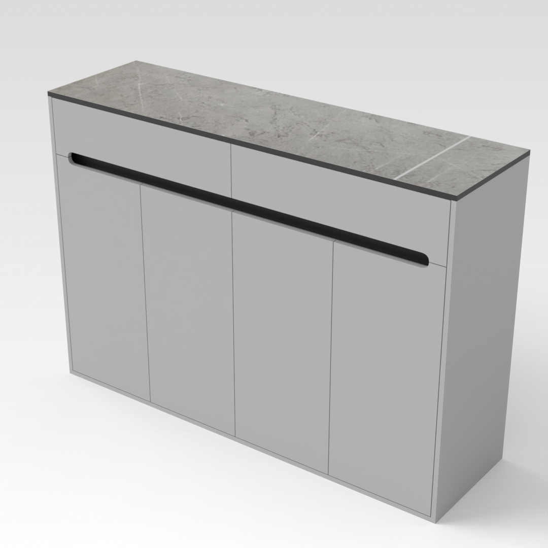 Light Gray & Brown Stone-Grain Top Shoe Cabinet