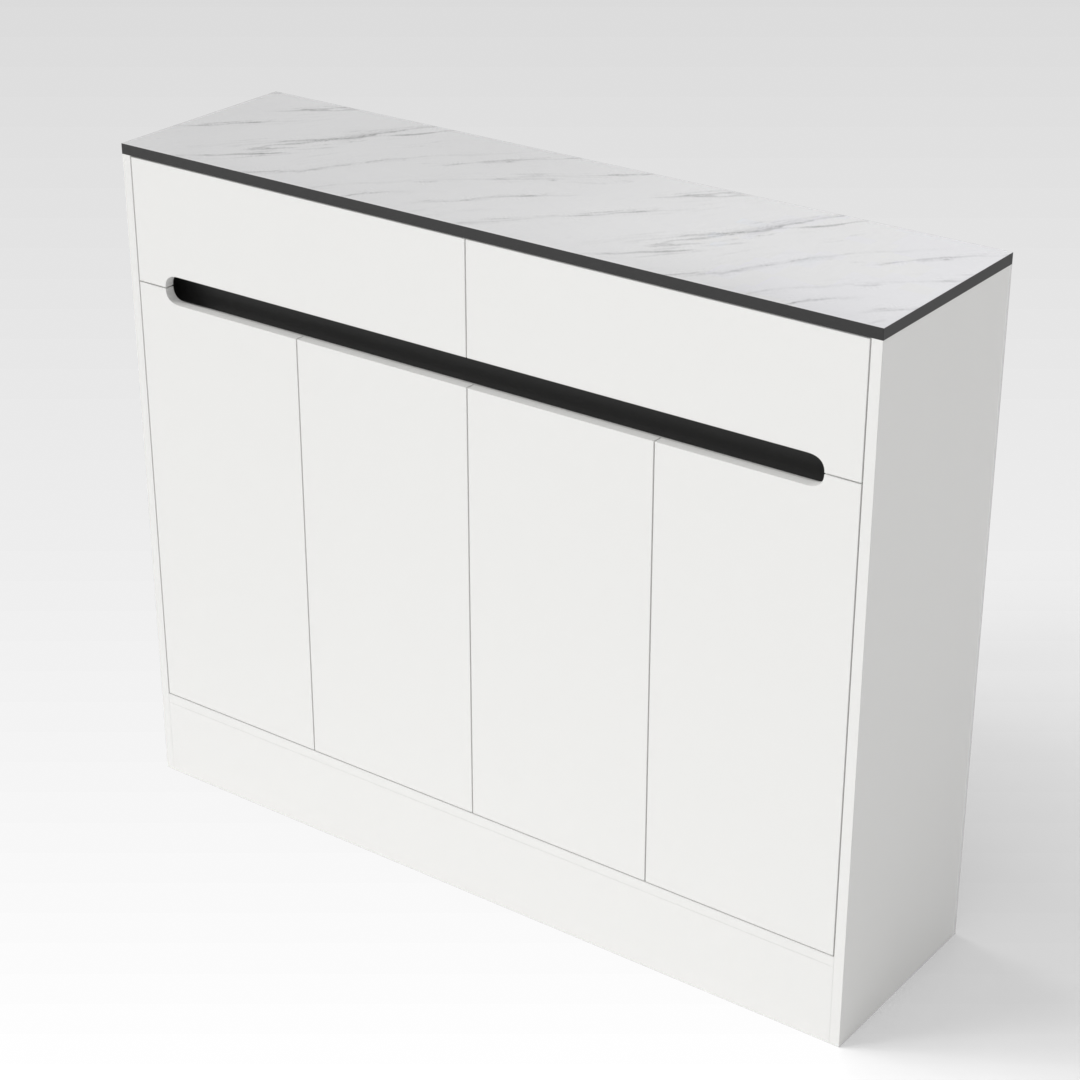 Warm White & Black Shoe Cabinet