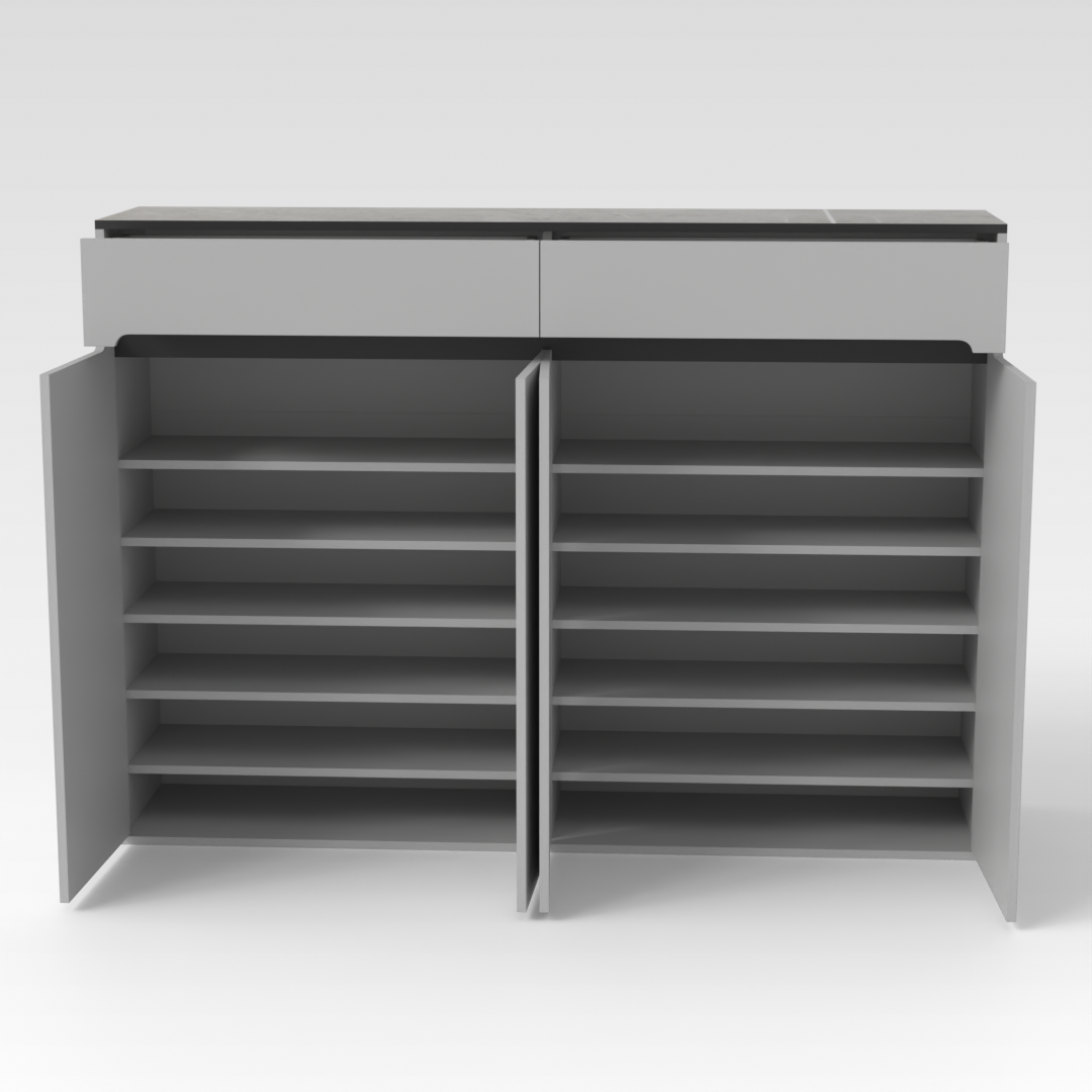Light Gray & Brown Stone Grain Shoe Cabinet