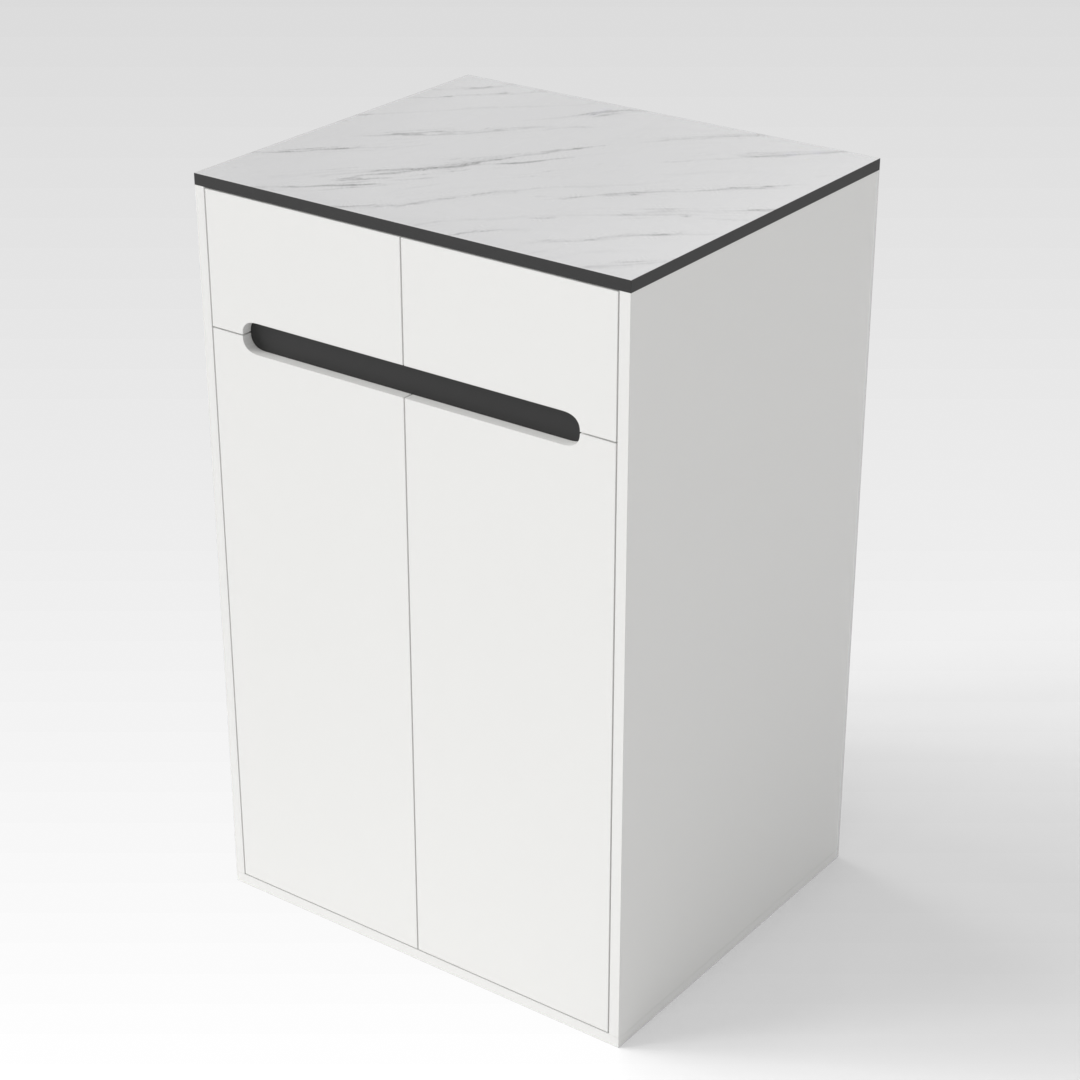 Warm White & White Marble-Grain Top Shoe Cabinet