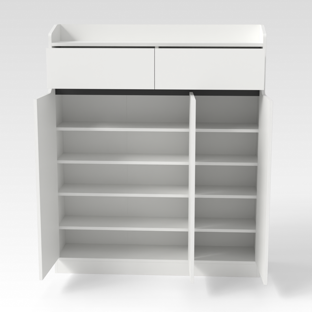 Warm White & White Marble Shoe Cabinet