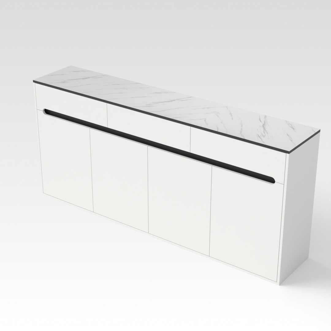 Warm White & White Marble Shoe Cabinet