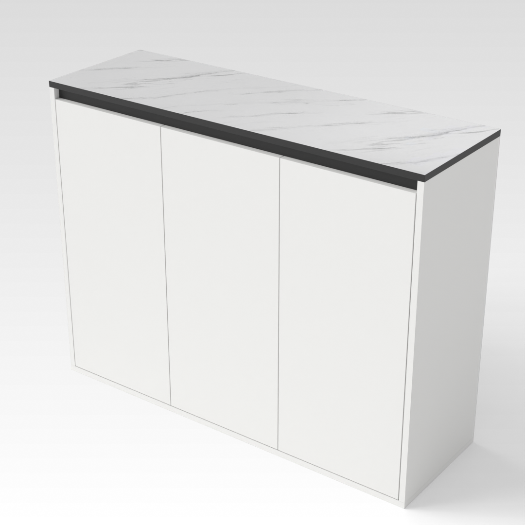 Warm White & Marble Shoe Cabinet