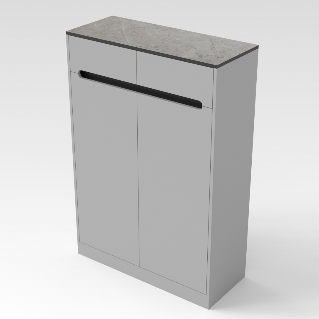 Light Gray & Brown Stone-Grain Top Shoe Cabinet