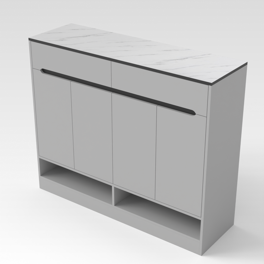 Light Gray & Black Shoe Cabinet