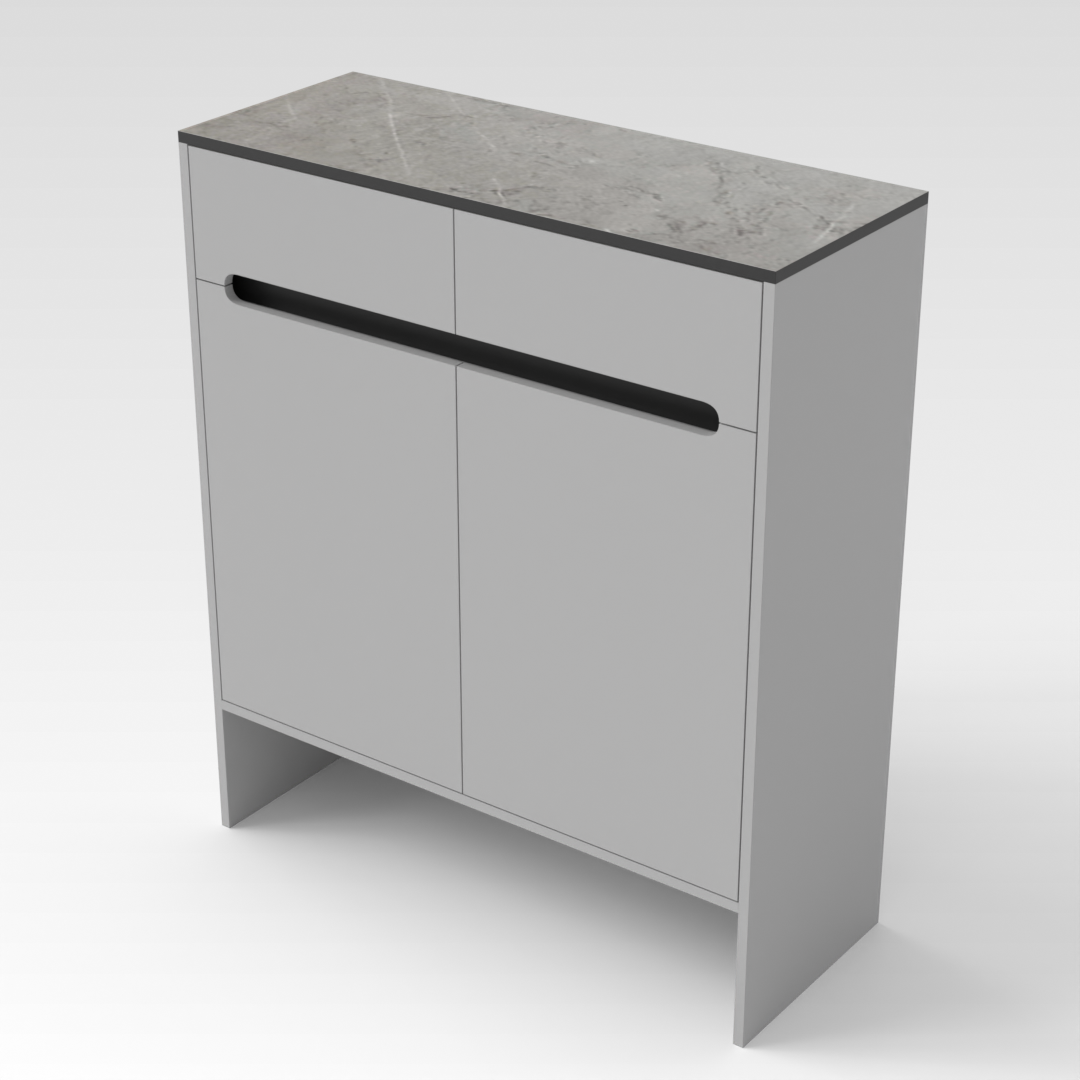 Light Gray & Brown Stone-Grain Top Shoe Cabinet