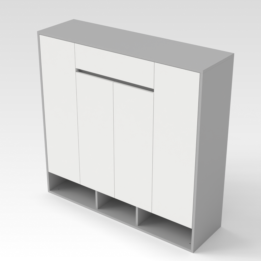 Light Gray & Warm White Shoe Cabinet