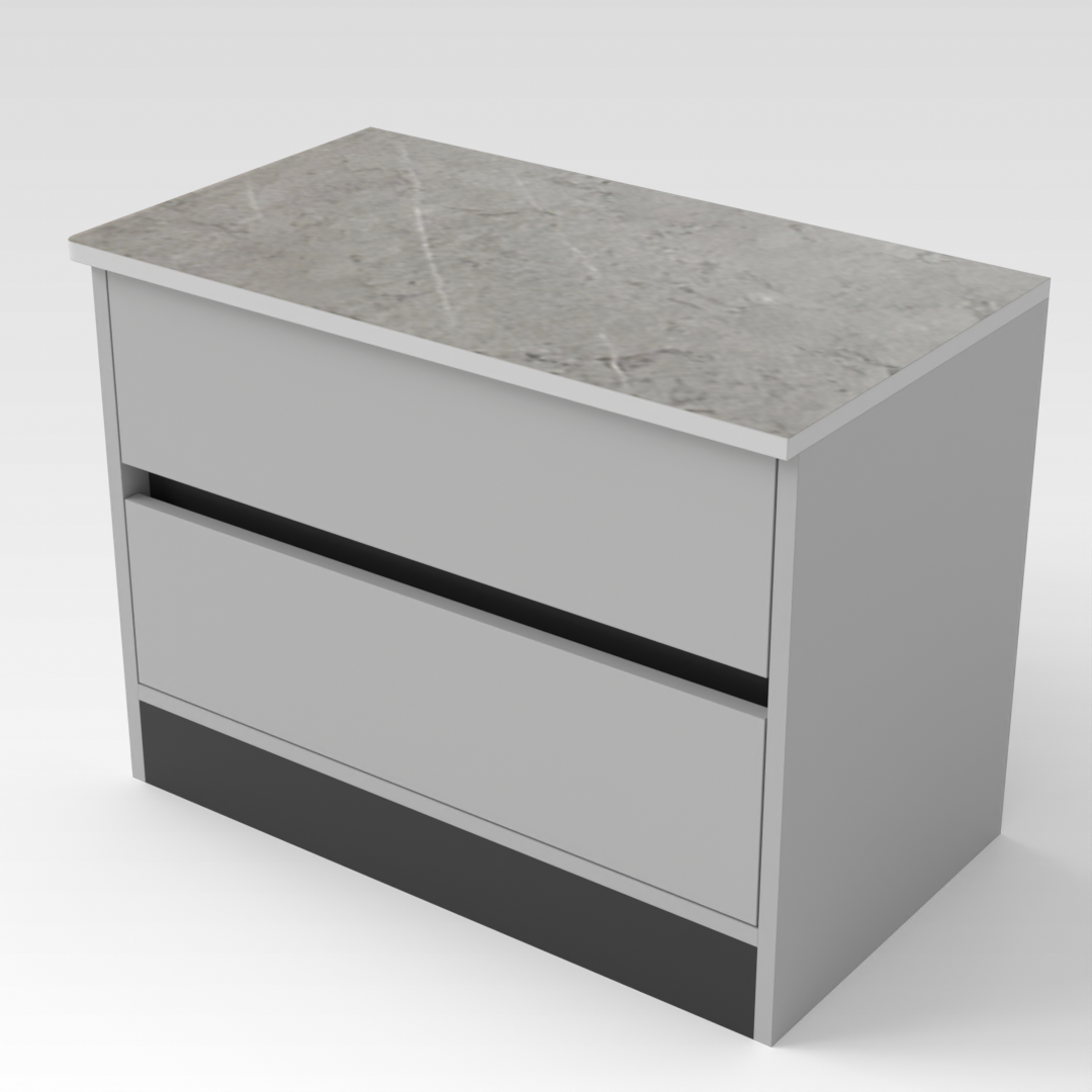 Light Gray & Brown Stone Nightstand