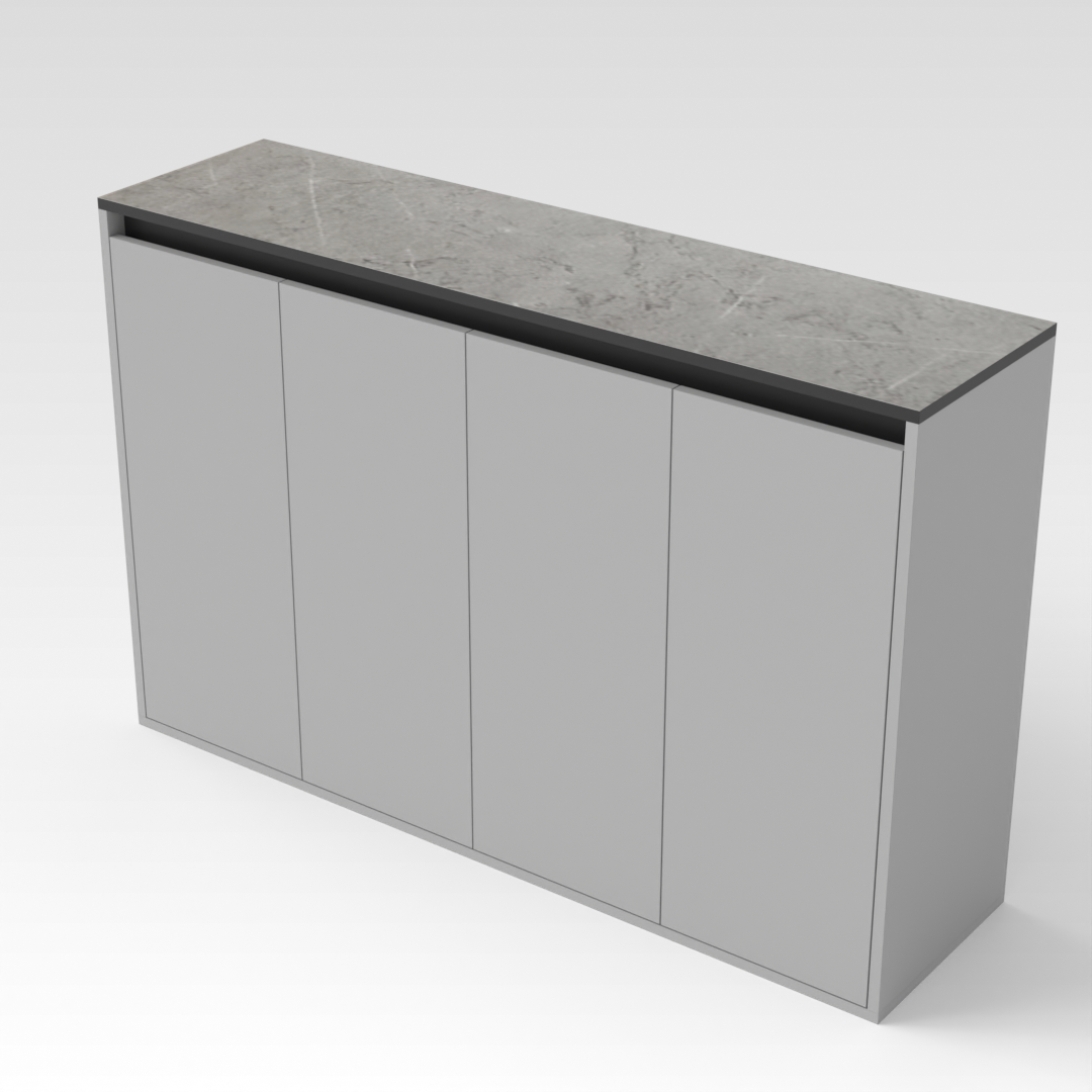 Light Gray & Brown Stone Grain Shoe Cabinet