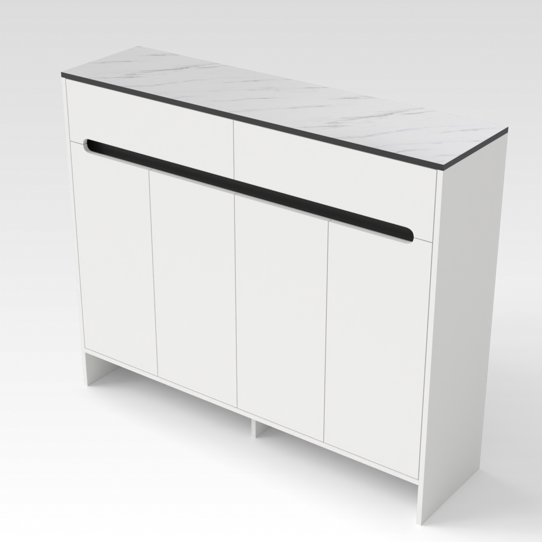 Warm White & Black Shoe Cabinet