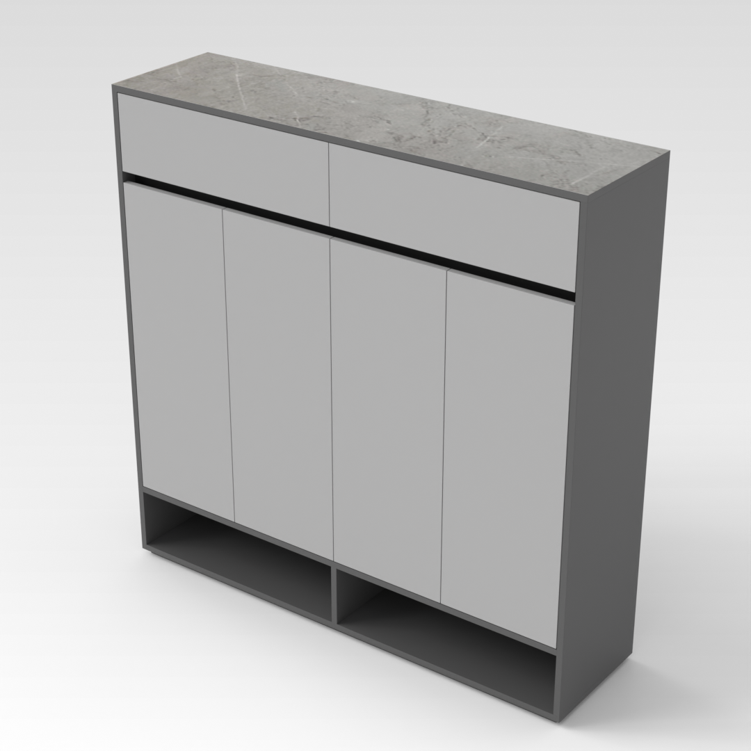 Sky Gray & Black Shoe Cabinet
