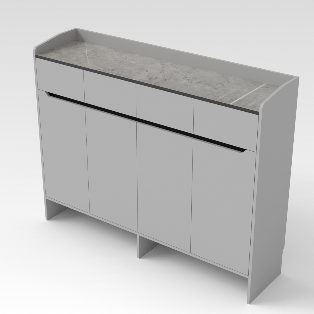 Light Gray & Brown Stone-Grain Top Shoe Cabinet