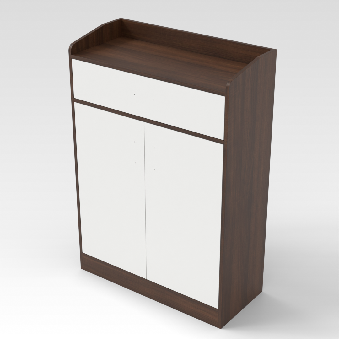 Prairie Oak & Warm White Shoe Cabinet