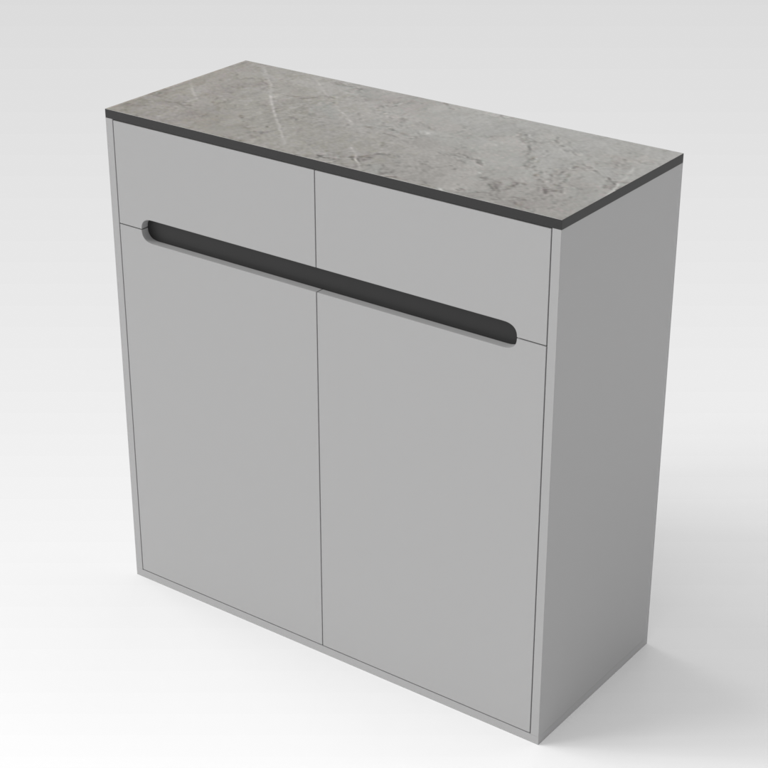 Light Gray & Brown Stone-Grain Top Shoe Cabinet