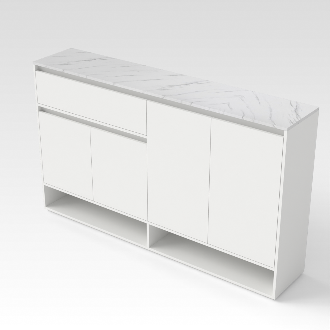 Warm White & White Marble Shoe Cabinet