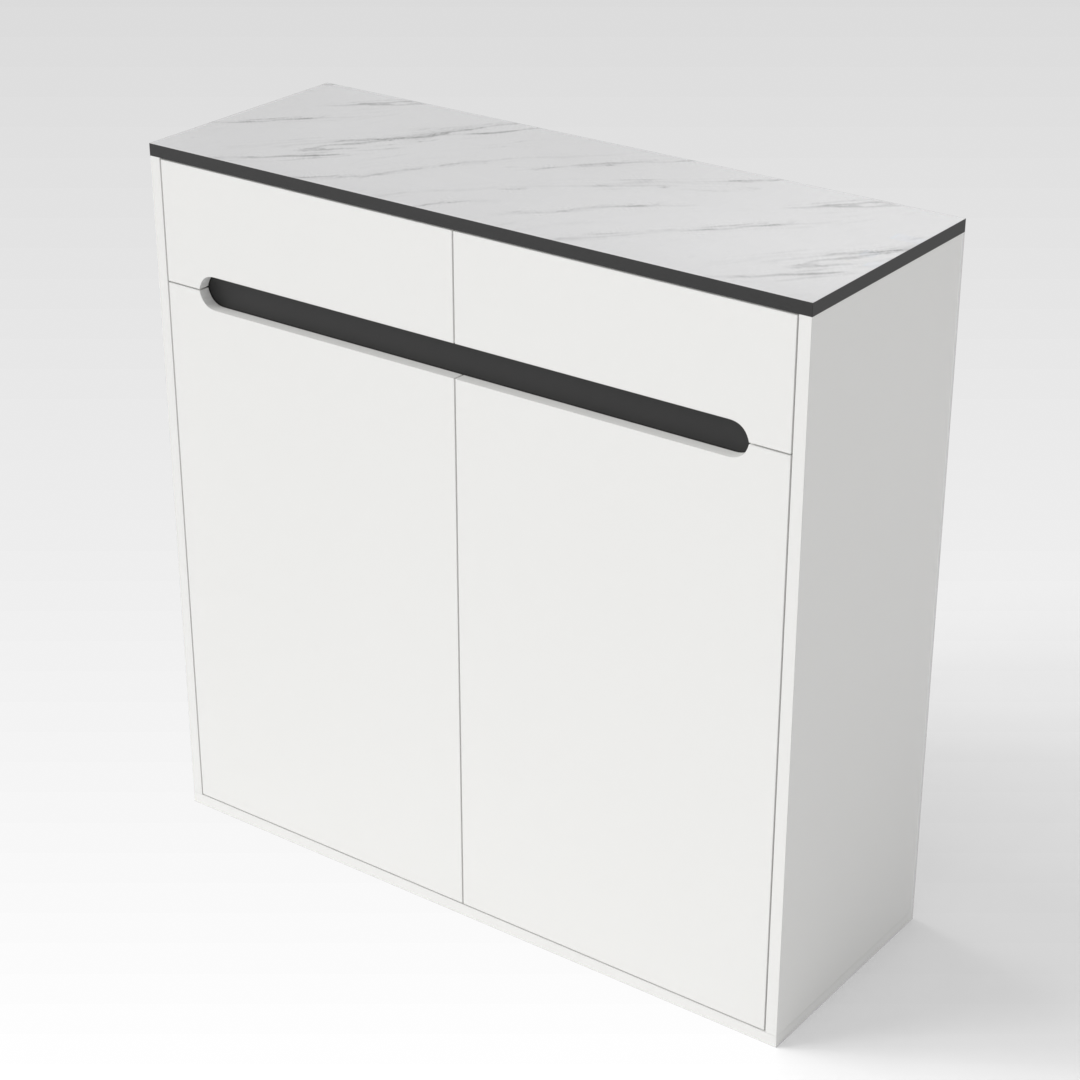 Warm White & White Marble Shoe Cabinet