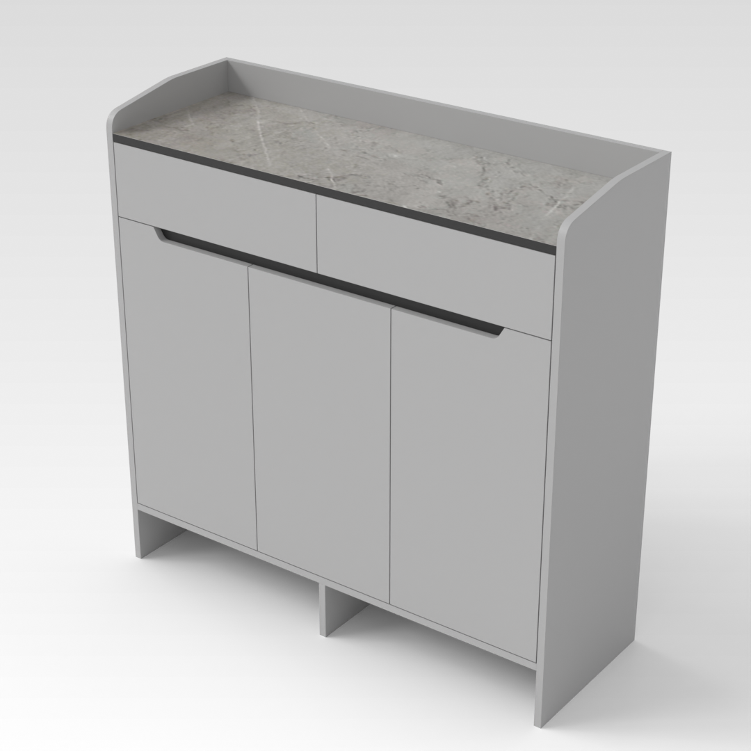 Light Gray & Black Shoe Cabinet