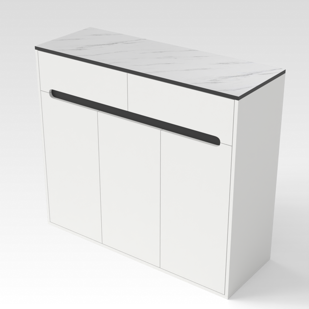 Warm White & Marble Shoe Cabinet