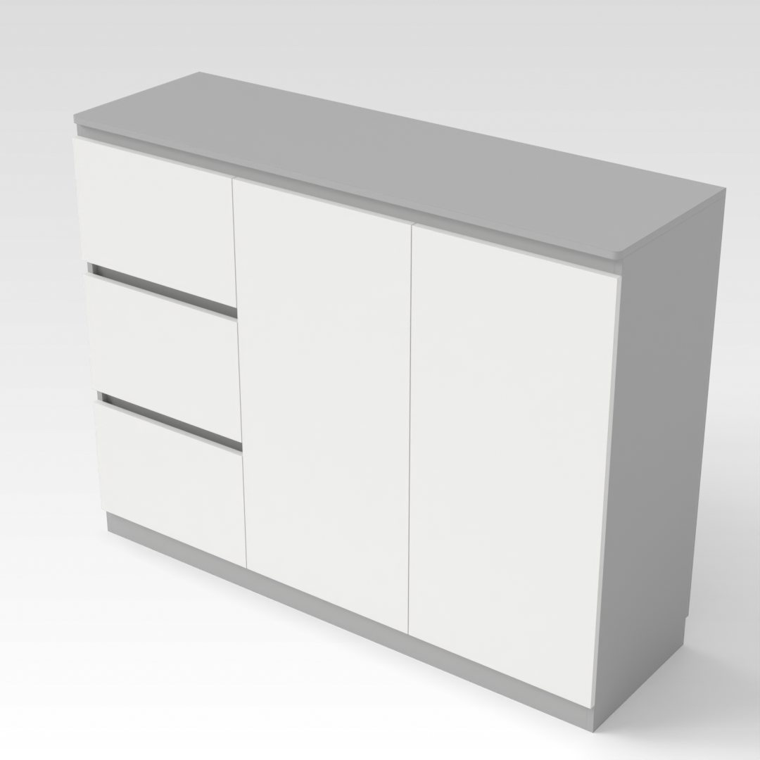 Warm White & Light Gray Shoe Cabinet