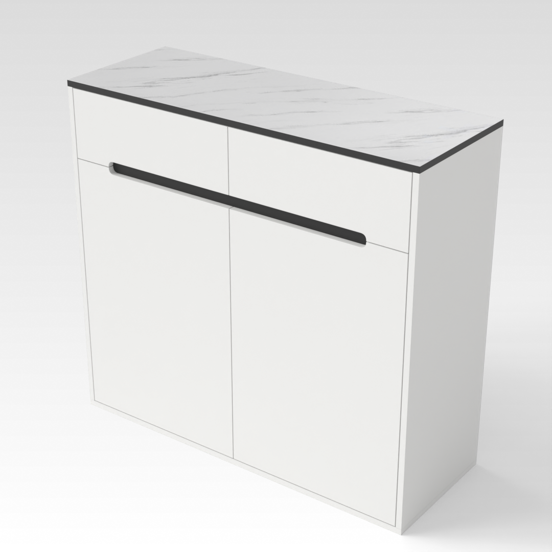 Warm White & Black Shoe Cabinet