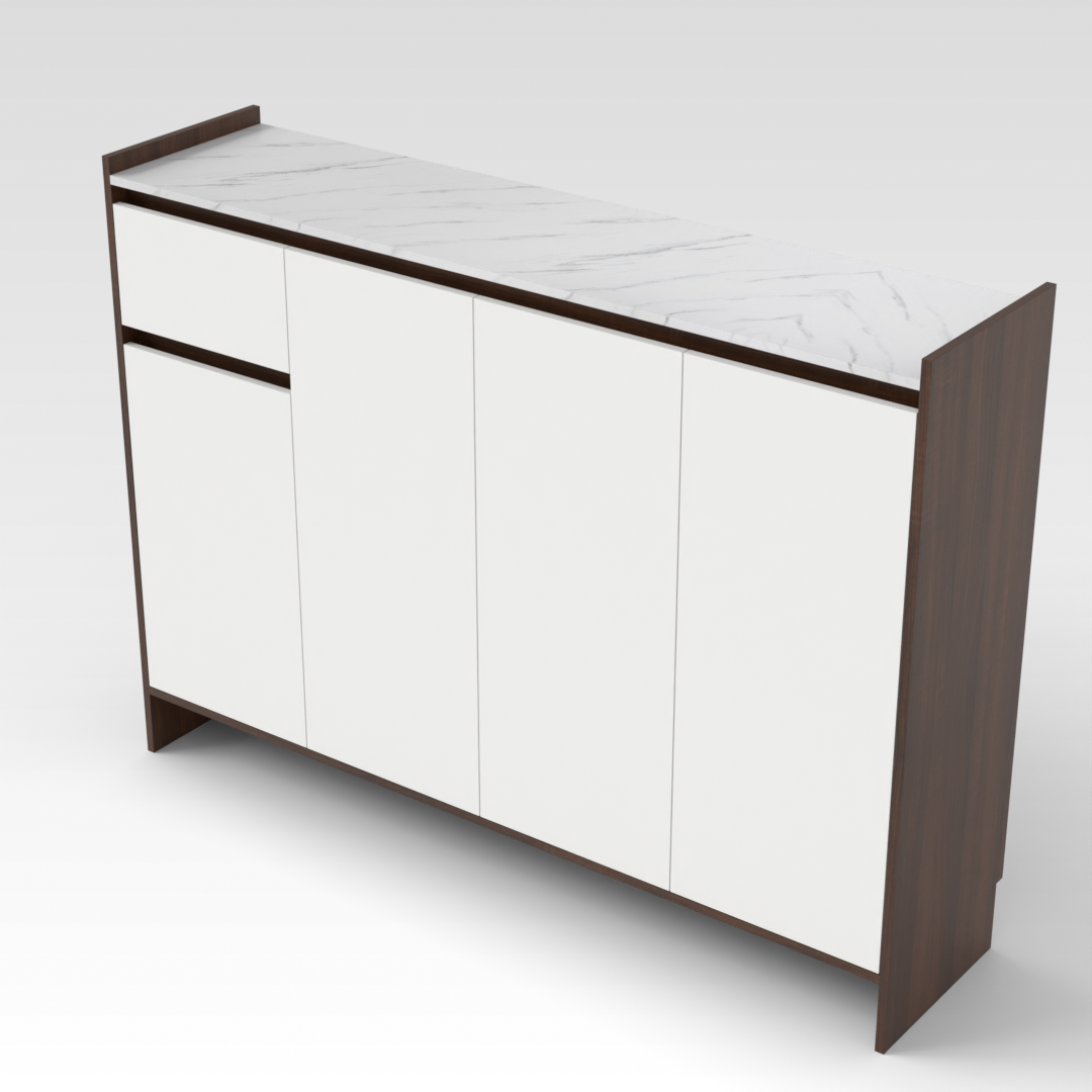 Prairie Oak & Warm White Shoe Cabinet