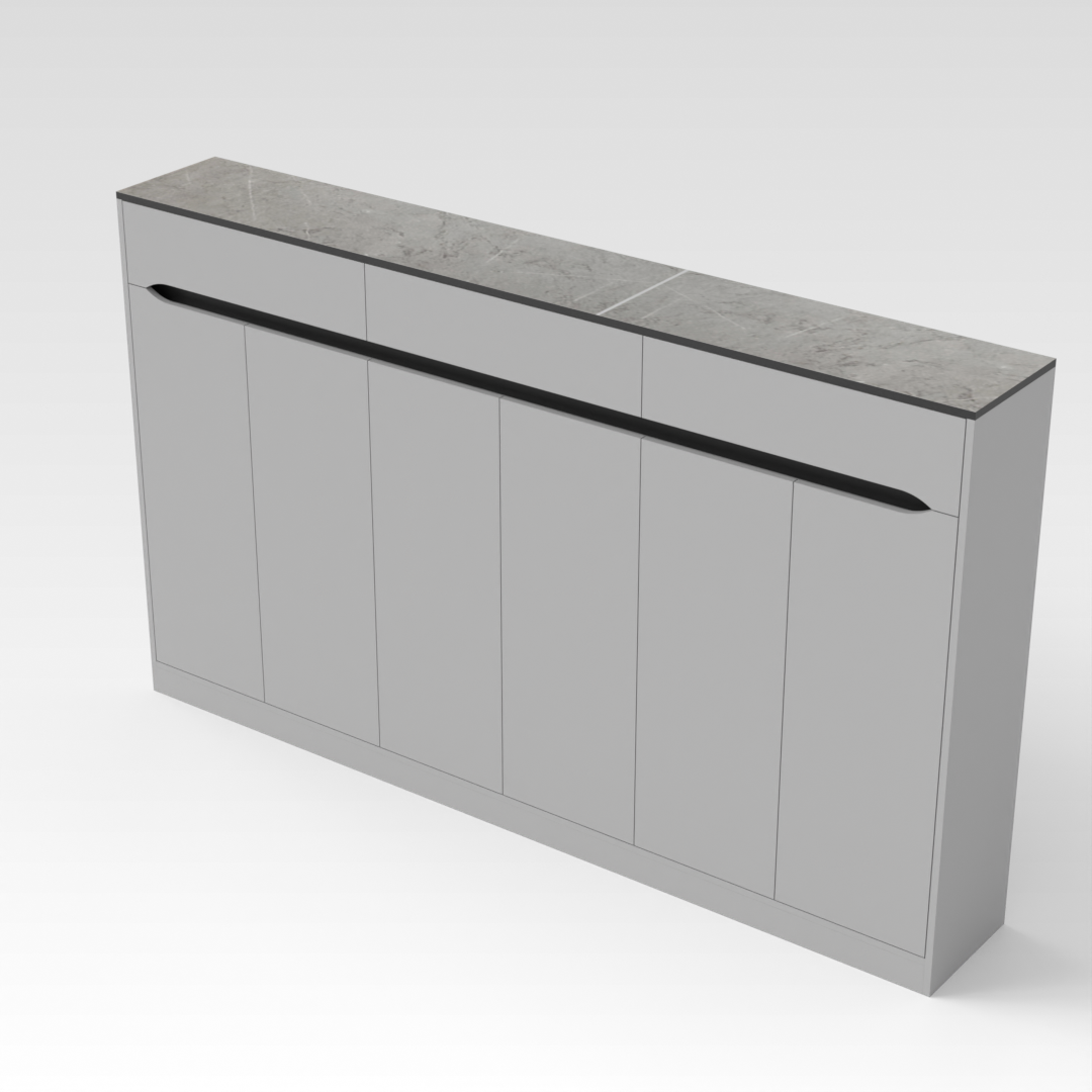 Light Gray & Brown Stone-Grain Top Shoe Cabinet