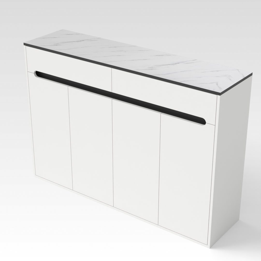 Warm White & Marble Shoe Cabinet