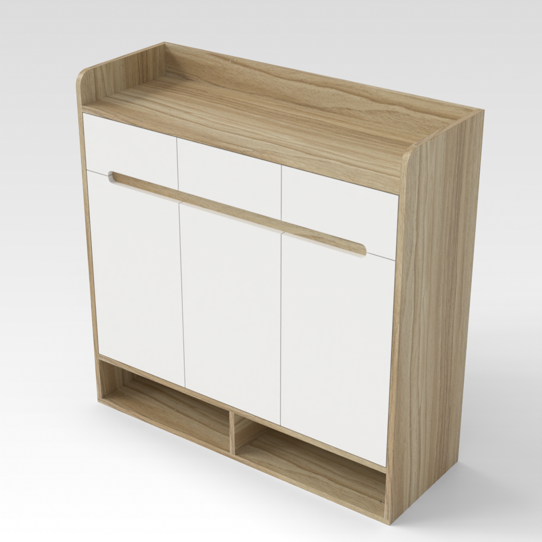Country Oak & Warm White Shoe Cabinet
