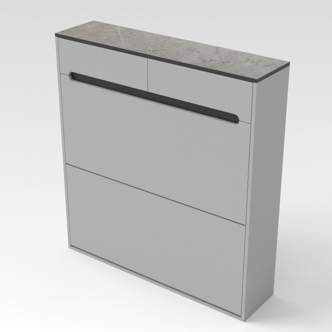 Light Gray & Black Shoe Cabinet