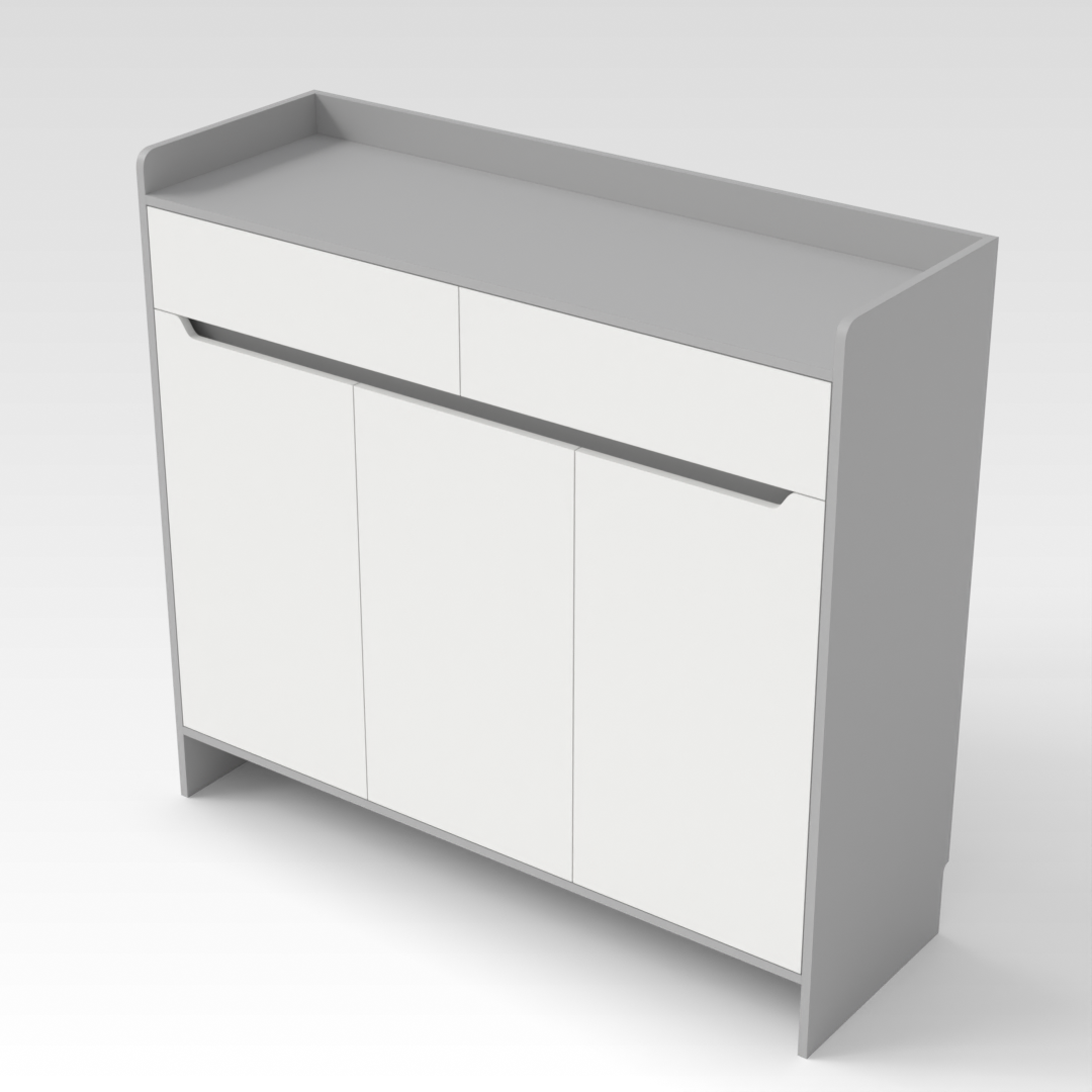 Light Gray & Warm White Shoe Cabinet