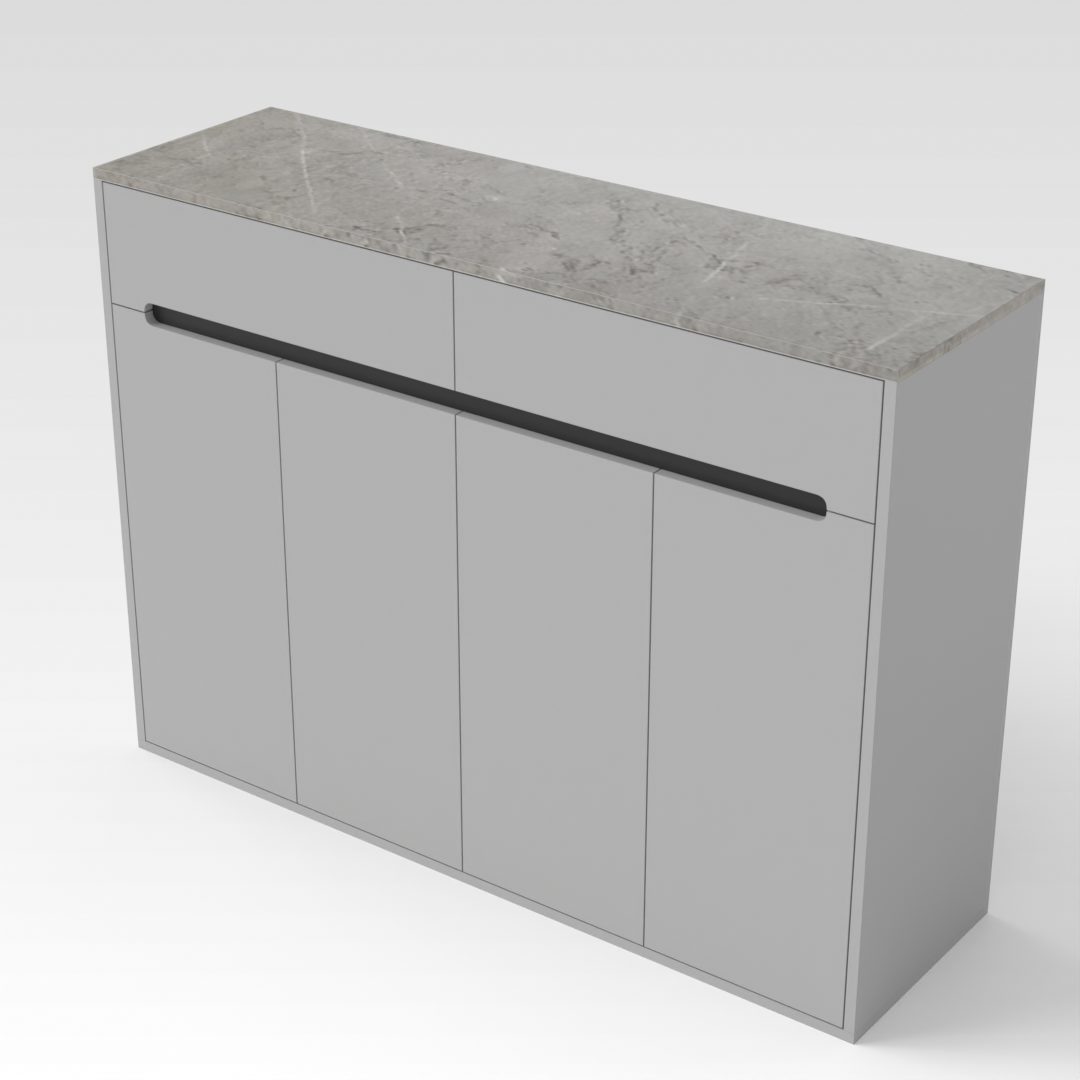Light Gray & Black Shoe Cabinet