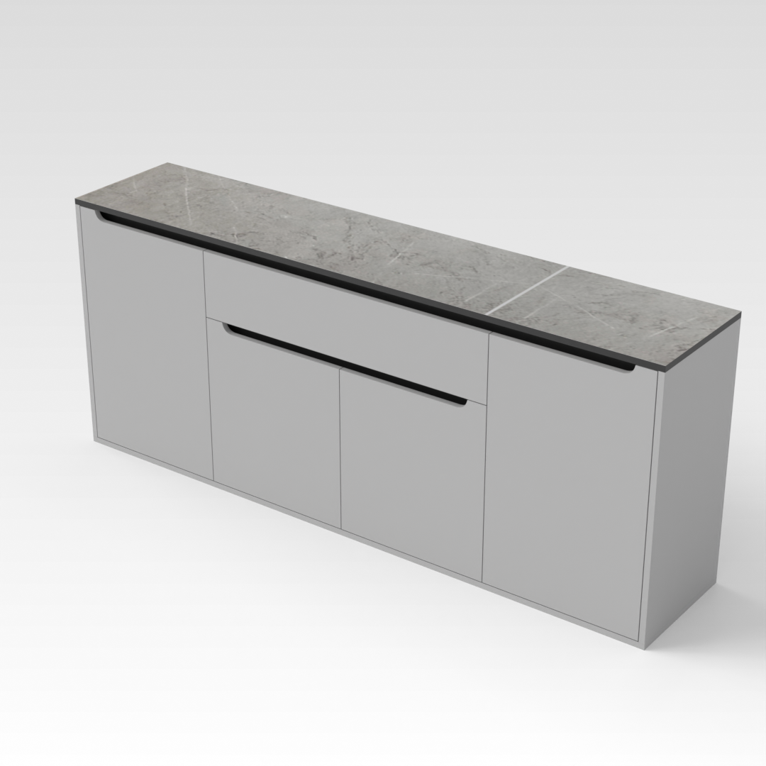 Light Gray & Brown Stone-Grain Top Shoe Cabinet