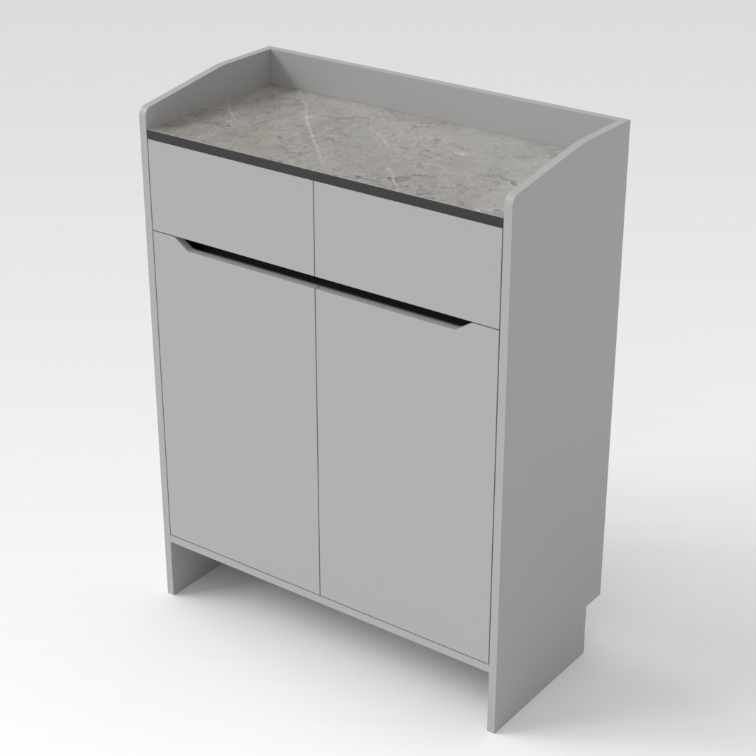 Light Gray & Black Shoe Cabinet