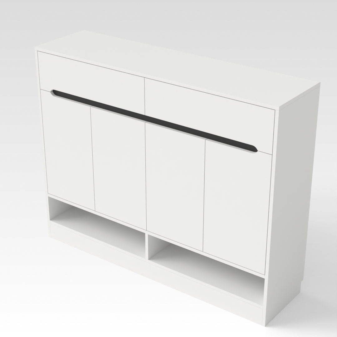 Warm White & Black Shoe Cabinet