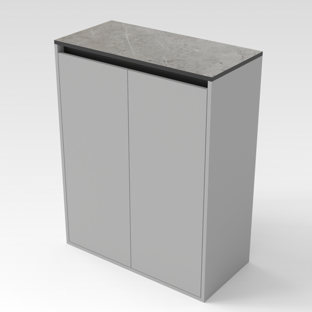 Light Gray & Brown Stone-Grain Top Shoe Cabinet