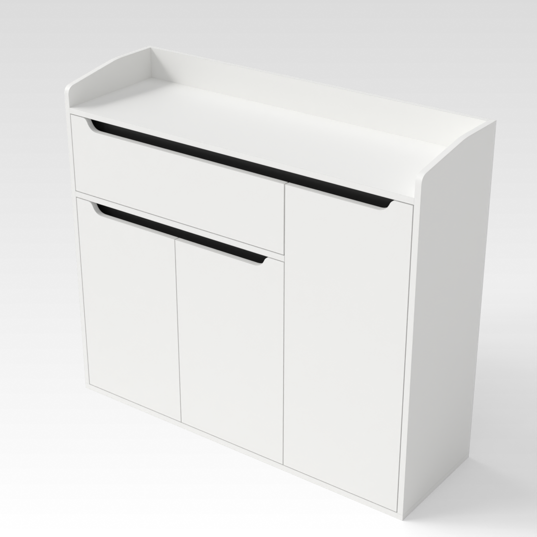 Warm White & Black Shoe Cabinet