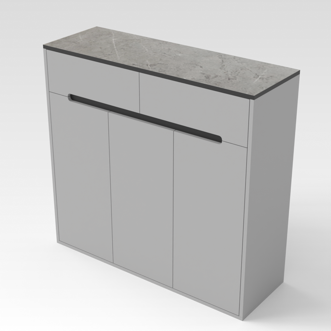 Light Gray & Black Shoe Cabinet