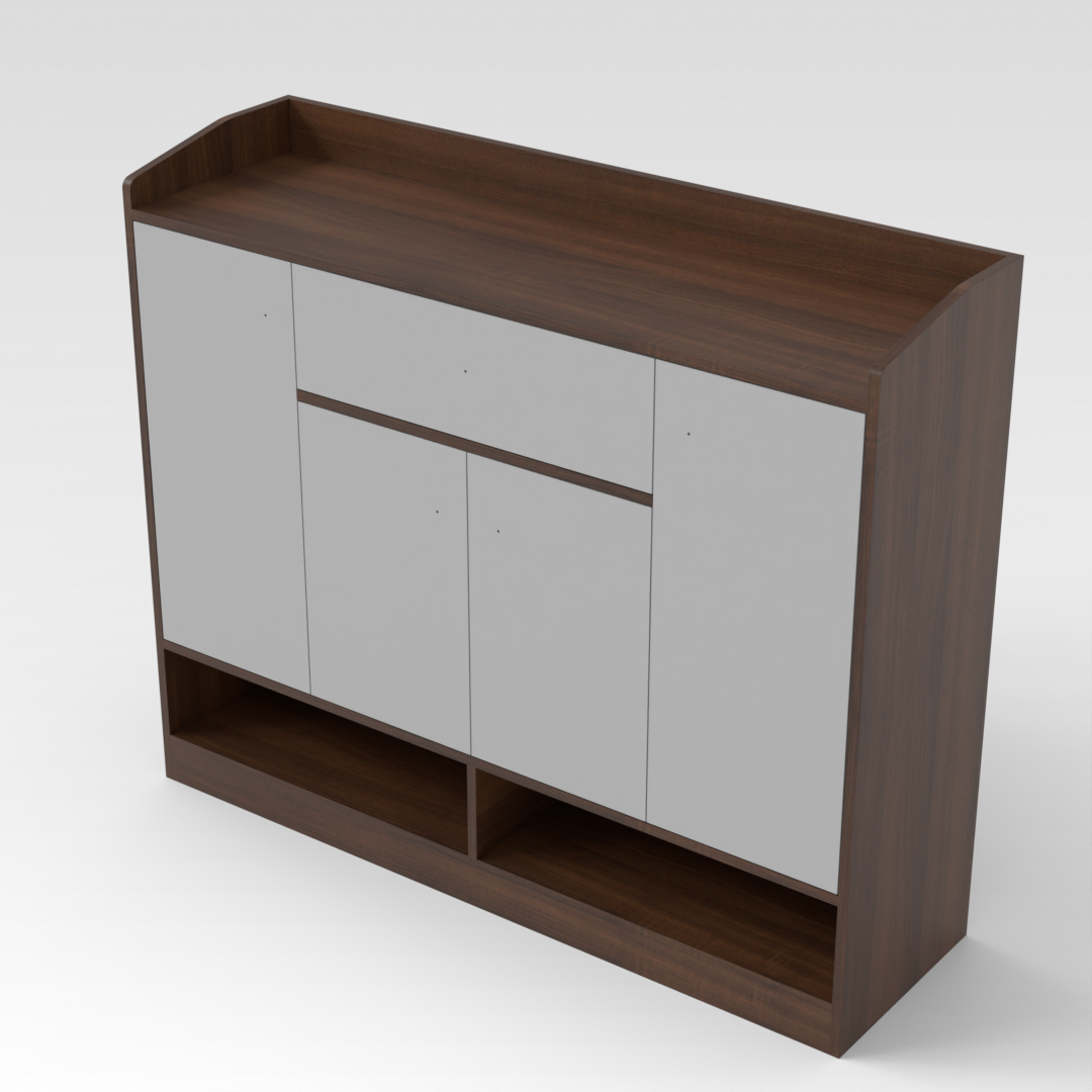 Prairie Oak & Light Gray Shoe Cabinet