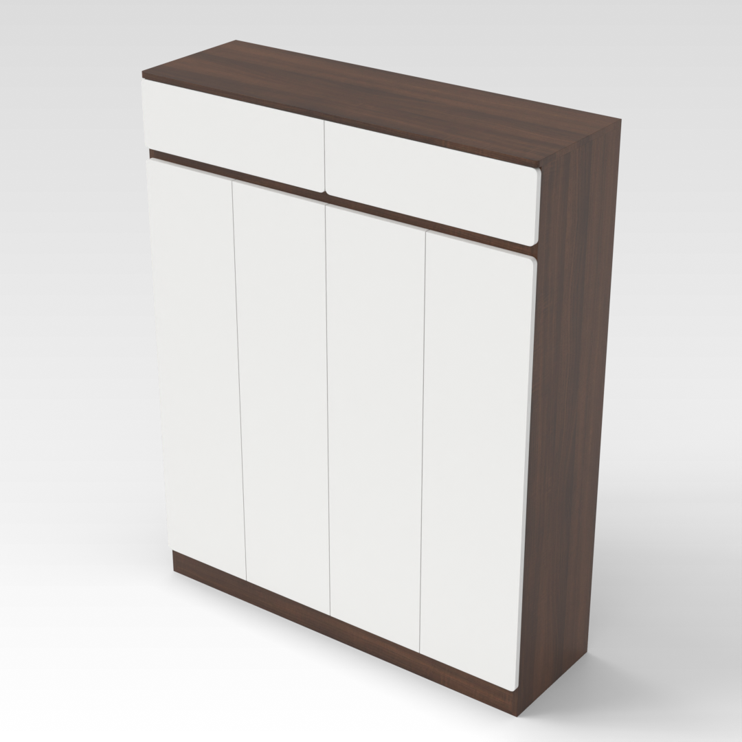 Prairie Oak & Warm White Shoe Cabinet