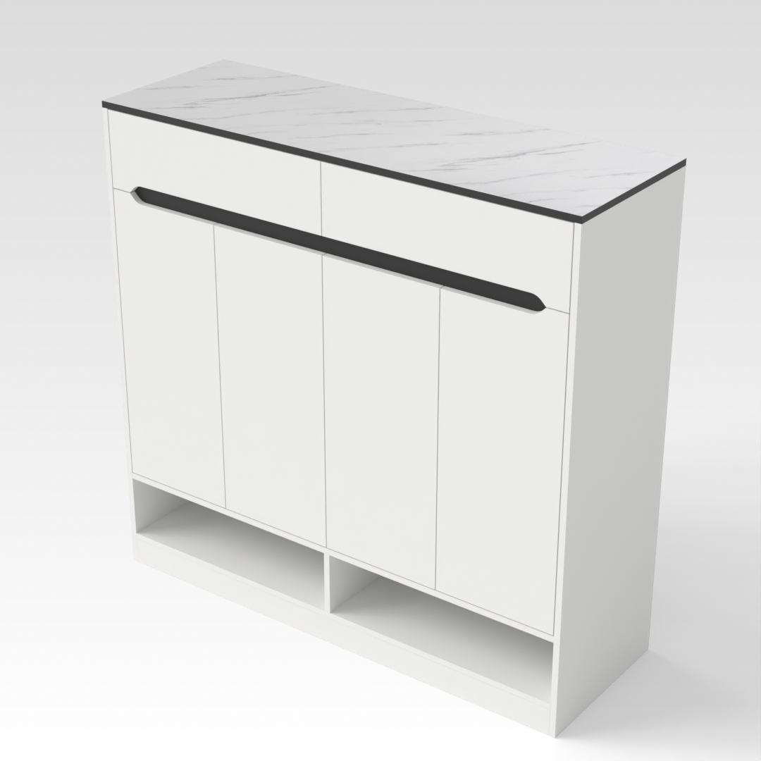 Warm White & Black Shoe Cabinet