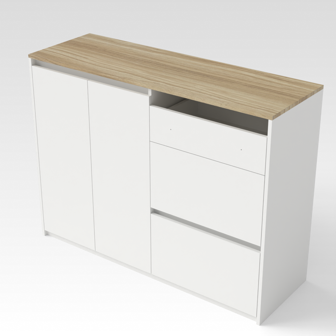 Country Oak & Warm White Sideboard