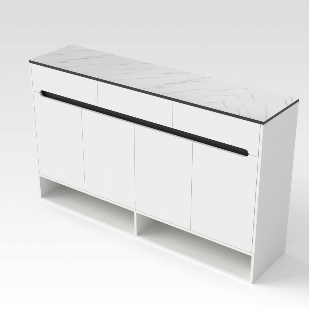 Warm White & Marble Shoe Cabinet