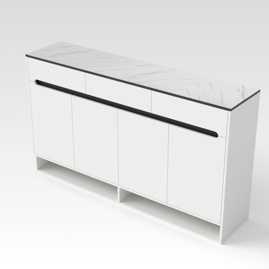 Warm White & Marble Shoe Cabinet