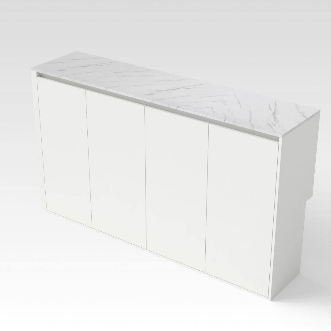 Warm White & White Marble Shoe Cabinet