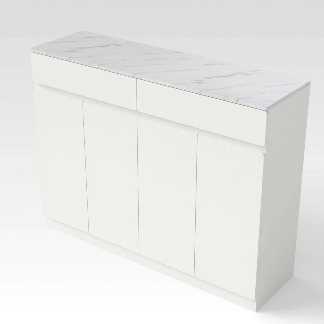 Warm White & White Marble Top Shoe Cabinet