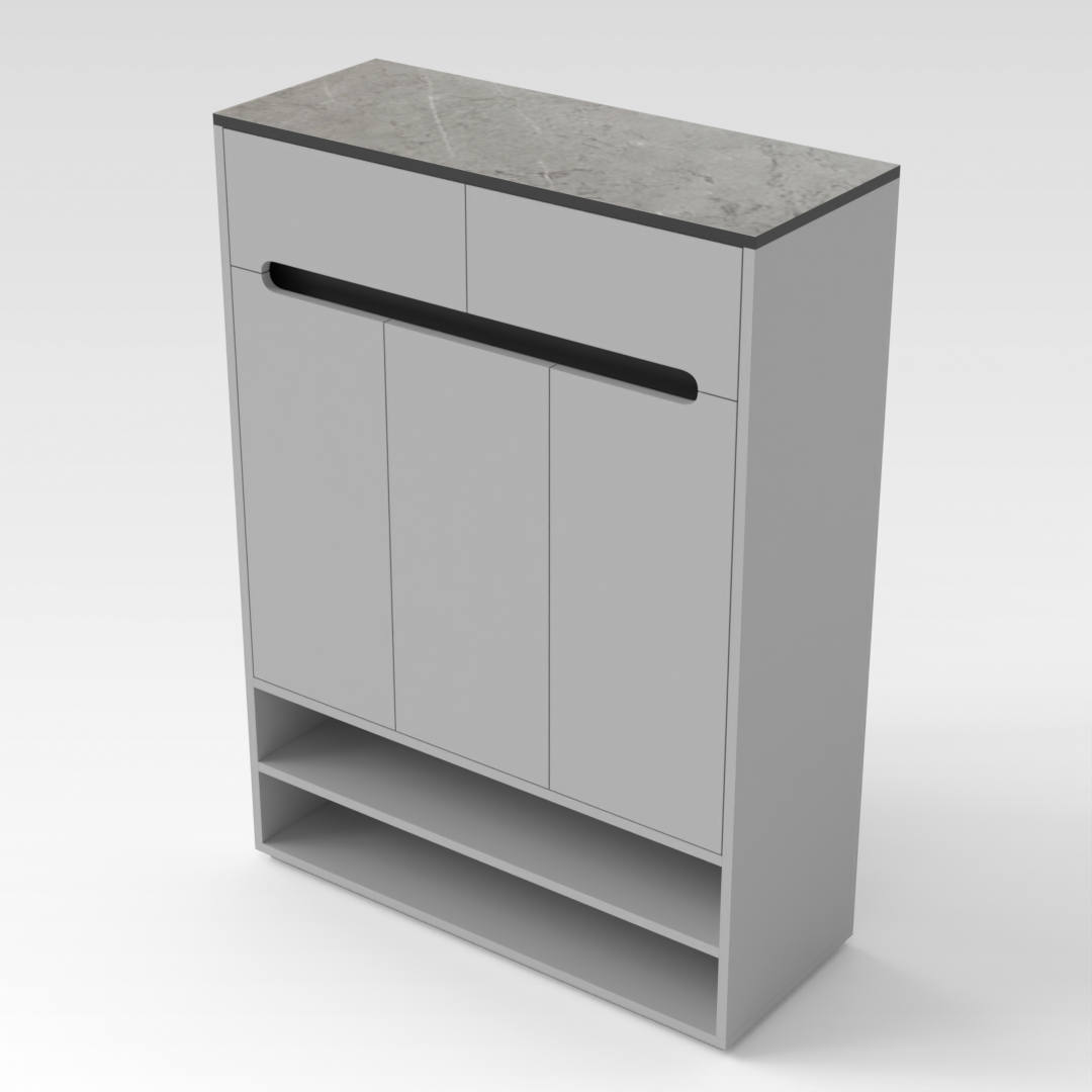 Light Gray & Black Shoe Cabinet