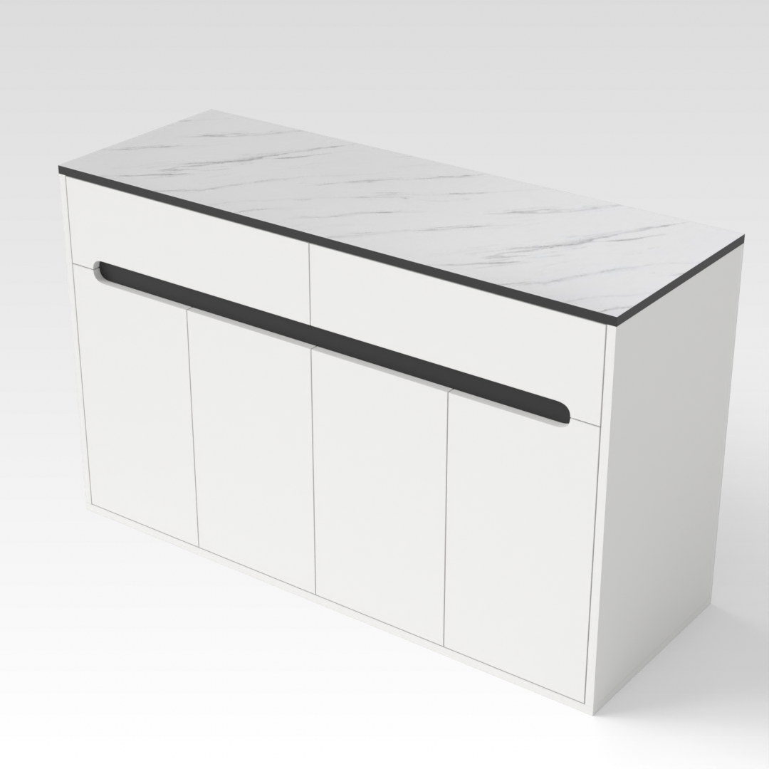 Warm White & White Marble Shoe Cabinet